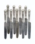 Set Silver Plated Blunt Hollow Dinner Knives By Christofle C. 1915. Fixed Price $175.00.