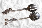 Silver Metal Salad Server Fork & Spoon Set Seasons Of Cannon Falls Leaf Acorn. Fixed Price $22.00.