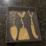 Anthropologie Gold Everest Cheese Knives, Set Of 3, New!. Fixed Price $34.99.