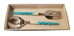 Thirstystone 2 Piece Bone Teal Ombre Salad Servers Fork & Spoon Set Indigo New. Fixed Price $36.99.