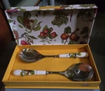 Portmeirion Pomona 2-PIECE Stainless Steel Ceramic Salad Server Set Nib Kitchen. Fixed Price $29.99.