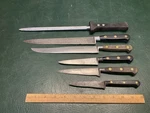 Lot Of 6 Pc Vintage Chef Knives Carbon Steel & Stainless Sabatier Etc... Fixed Price $78.00.