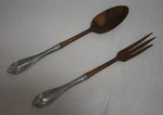 Cellini Craft Aluminum And Wood Large Serving Spoon & Fork Matching Set Salad. Fixed Price $24.99.
