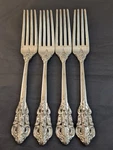 Lot Of 4 Grand Antique Silverplate Pierced Handle Dinner Forks China Silverware. Fixed Price $20.39.