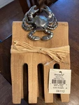 Mud Pie Brand Crab Salad Hands With Wooden Utensils Metal Accent. Fixed Price $15.00.