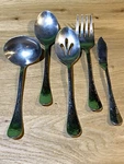 Ginkgo Lafayette Stainless Serve Utensil Hammered Ladle Serving Spoon Knife Fork. Fixed Price $32.99.