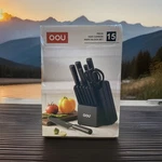 Oou Kitchen Knife Block Set - 15 Pieces High Carbon Stainless Steel Niob. Fixed Price $80.00.