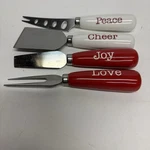 Set Of Cheese Knives With Holiday Theme Peace Joy Cheer Love 4. Fixed Price $24.64.