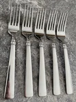 Set Of 5 Reed & Barton 18/10 Stainless Flatware Sanderling Dinner Forks. Fixed Price $29.95.