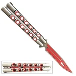 Non-sharp Trainer Butterfly Knife Balisong Flip Flop Tool Red Silver. Fixed Price $21.80.