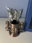 New Singapore Merlion Appetizer 6 Fork Set With Holder Gift Box Souvenir. Fixed Price $21.99.