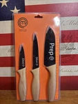 Masterchef 3 Piece Kitchen Knife Set Paring Utility Santoku - Nip. Fixed Price $16.00.