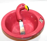 Pink Flamingo Cheese Dish Spreader Ceramic Dip Serving Set 2PCS Kitchen Tropical. Fixed Price $18.99.