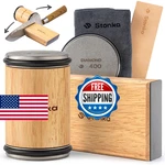 Stonka Oak Rolling Knife Sharpener Kit Dual-grit Diamond Wheels (400/1000). Fixed Price $58.49.