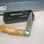 Boker Plus Lock Back Pocket Knife Yellow Synthetic Handle 01BO250Y Nib. Fixed Price $57.50.