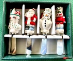 Vintage Pfaltzgraff Winterberry Christmas Spreaders, Set Of 4 Ceramic & Steel. Fixed Price $12.50.
