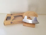 Alaskan Ulu Knife Stainless Steel Blade Wood Handle & Display Stand. Fixed Price $13.99.