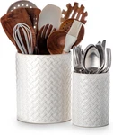 Nucookery Ceramic Utensil Holder Set Of 2 Farmhouse Kitchen Counter Organizer. Fixed Price $25.99.