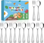 Drkio Stainless Steel Toddler Utensils Set - 12 Pieces Kids Silverware. Fixed Price $12.59.