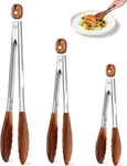 Wooden Tongs For Cooking Set Of 3 (7",9",12") Natural Walnut Kitchen. Fixed Price $39.79.