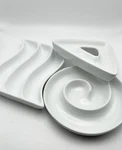 Bia Cordon Bleu White Unique Modern Serveware Set - Triangle Spiral Wavy Tray. Fixed Price $55.00.