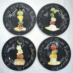 Set Of 4 American Atelier Hors Doeuvres 5338 8.25 Plates Wine Cheese Party. Fixed Price $13.99.