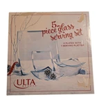 Ulta Beauty 5-PIECE Glass Serving Set 4 Plates 1 Platter Nib Clear Curved Y2K. Fixed Price $24.29.