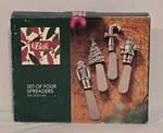 Belk Exclusive Silver Plated Set Of Four Christmas Cheese/dip Spreaders-niob. Fixed Price $12.00.