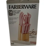Farberware Knives 14 Pc. Soft Grip Cutlery Set Pink High Carbon Stainless Steel. Fixed Price $59.00.