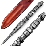 Custom Handmade Fixed Blade Double Edge Knife With Black Leather Sheath. Fixed Price $33.99.
