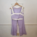 New Anthropologie Maeve Set Pants Sz 4 Crop Top Small Linen Blend Purple. Fixed Price $60.00.