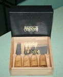 Bijoux Terner 4 Knife Teak Serving Set Wood Box Cheese Cutting Board Unused. Fixed Price $20.00.