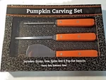 Halloween - Pumpkin Carving Kit Stainless Steel Heavy Duty+ Stencils 3 Piece New. Fixed Price $9.89.