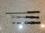 Cutco 1724 Kp Classic Carving Knife Brown 9 3/4" Handle & 1726 1727 Fork. Fixed Price $59.95.