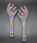 Island Bamboo Pakkawood Salad & Pasta Servers 9" Colorful Set Of 2 Nwot. Fixed Price $14.99.