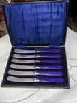 Set Of Six Art Deco Bakelite. Handle Butter Knives- Epns. Fixed Price $35.00.