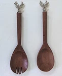 Elk Head Spoon And Fork Salad Servers. Fixed Price $7.99.