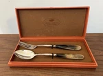 Sandra Jordan Salad Set Horn Spoon Fork Original Box Picnic Party $140 Tags. Fixed Price $55.97.
