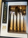 20PC Cambridge Silversmiths Copper Satin Modern Flatware Set Stainless Steel New. Fixed Price $49.00.