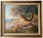 Merritt Chase ( Circle ) - Olive Tree Impressionism Antique Oil Painting 19TH. Fixed Price $4875.00.