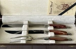Vintage Samurai Stainless Carving Knife Set 3 Piece Wooden Handles + Case Japan. Fixed Price $39.95.
