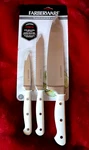 Professional Farberware Set 3 Triple Rivet Chef Knife Knives White Handles. Fixed Price $13.99.