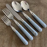 New Ginkgo Prix Gray 18/0 Stainless 5 Piece Place Setting Spoon Fork Knife. Fixed Price $23.99.