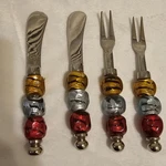 Vintage Pier 1 Cheese Spreader Fork Set Of 4. Glass Beads And Stainless.. Fixed Price $24.00.