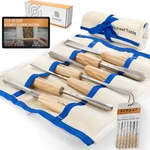 7-PIECE Premium Wood Carving Tool Set With Canvas Case For All Skill Levels. Fixed Price $141.99.