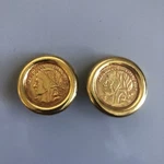 Large Mock French Franc Coin Marianne Plate 1" Pierced Clip On Earrings Vintage. Fixed Price $34.99.