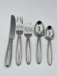 Ralph Lauren Flatware 5-PIECE Place Setting Basketweave Stainless Equestrian Vtg. Fixed Price $425.00.