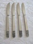 Regis Rose & Leaves- Stainless Steel-hong Kong- 3/8" Dinner Knives-set Of 4. Fixed Price $12.79.