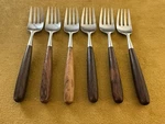 (6) Towle Lauffer Norway Palisander Stainless Wood Salad Forks Mcm. Fixed Price $90.68.
