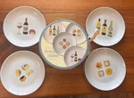 Set Of 4 Harbor East Gourmet Wine & Cheese 6 1/2 Appetizer Plates. Fixed Price $14.88.